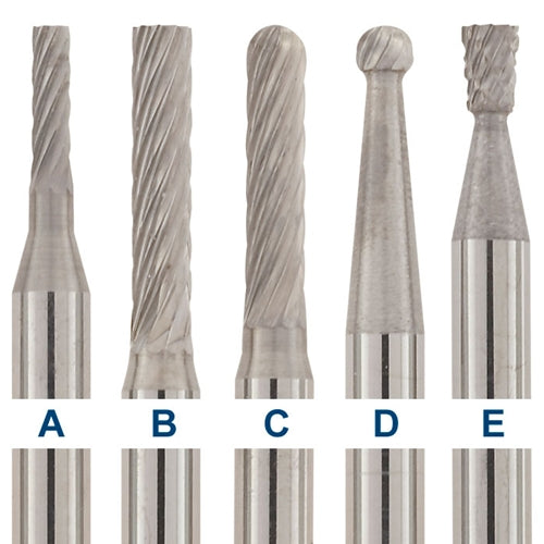 1-1/2" Solid Carbide Burs - 1/8" Shank, 1/16" x 1/4", Double Cut