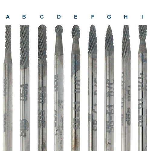 1-1/4" Solid Carbide Burs - 3/32" Shank, 1/16" x 1/4" Plain Cut