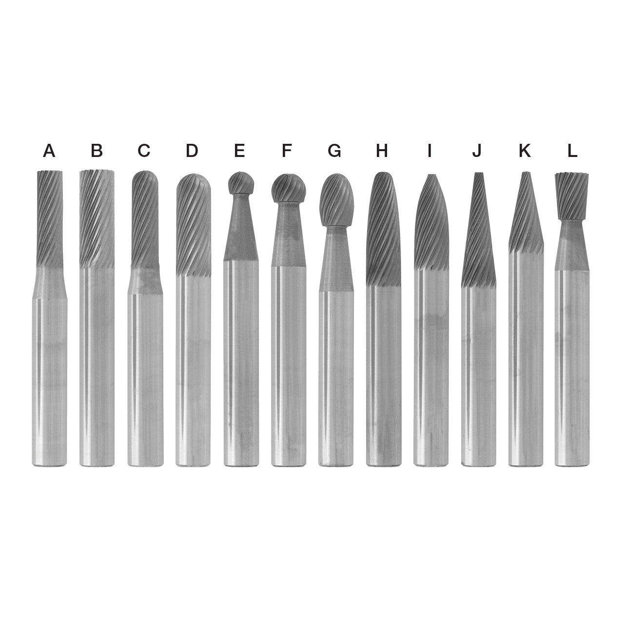 2" Solid Carbide Burs - 1/4" Shank, 1/4" x 1/8"