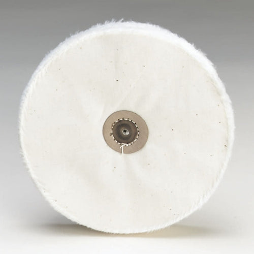 Pulidor de muselina blanca suelta - Centro de cuero, 4" x 50 capas