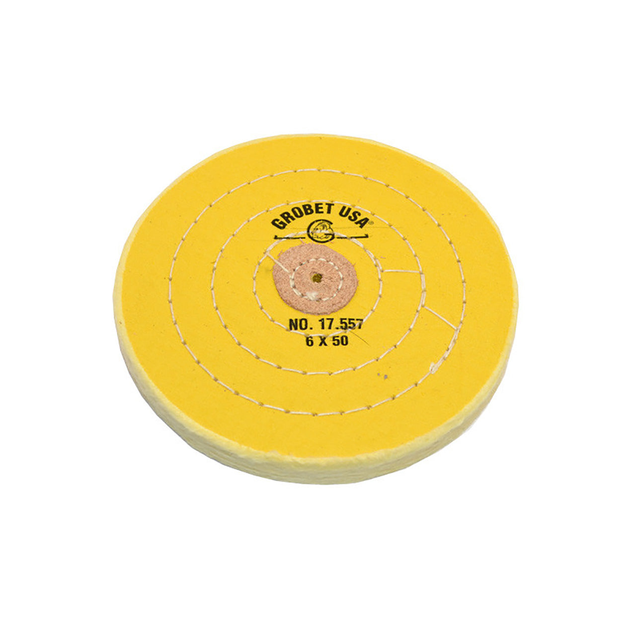 Grobet USA® Yellow Muslin Buff - 6"x50 Ply Stitched