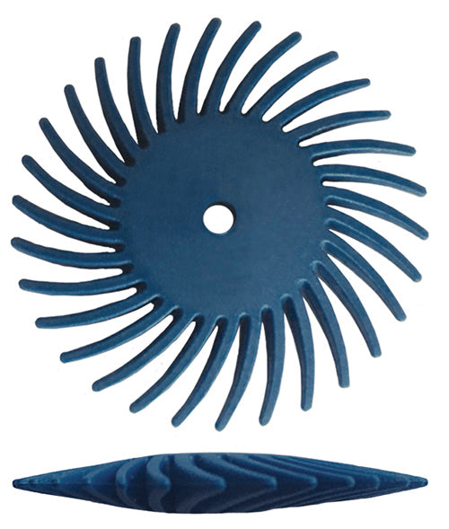 Dedeco® SUNBURST® Discos radiales de borde de cuchillo - Azul de 7/8", grano 400 (Paq. de 12)
