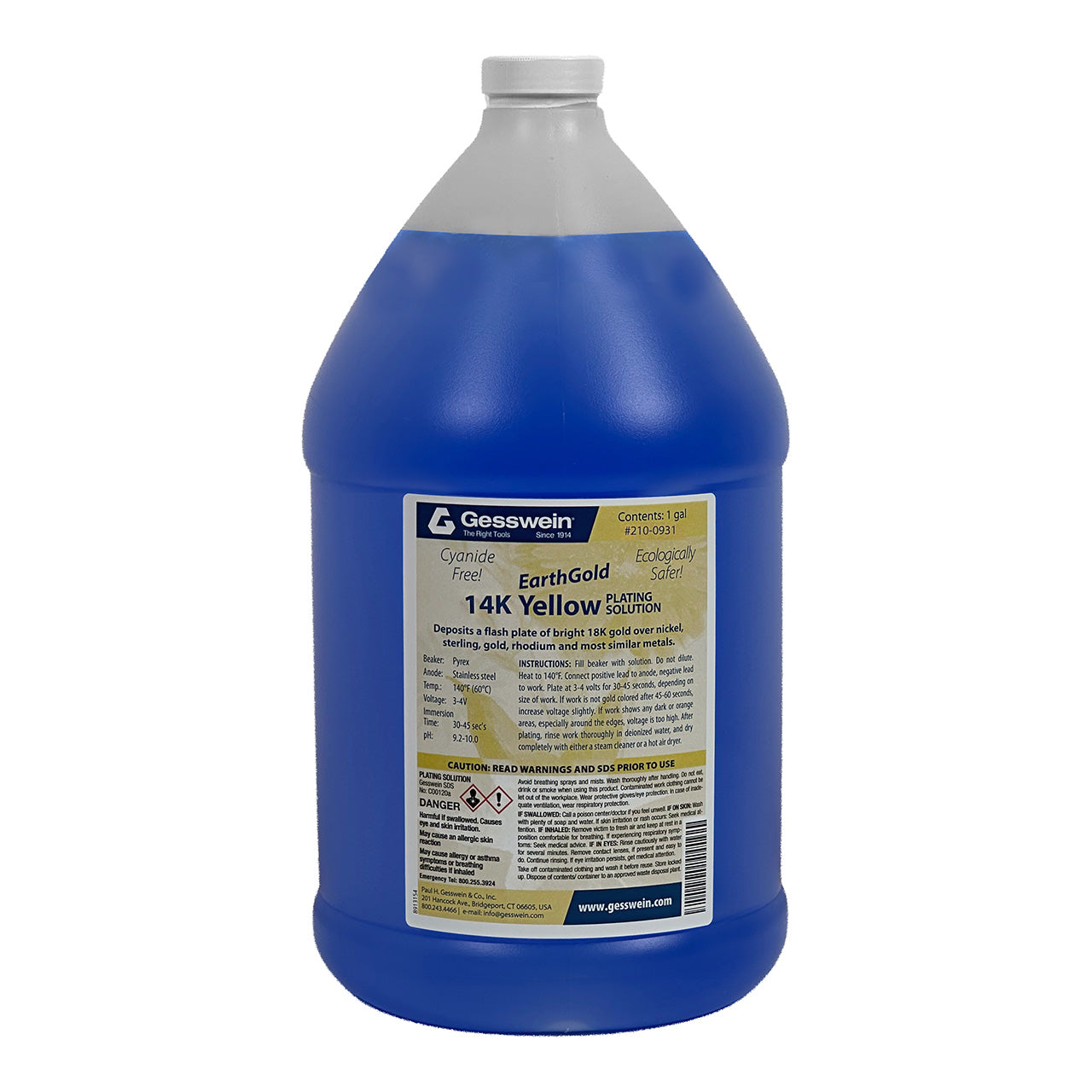 EarthGold Plating Solution 14K Yellow 5 Gallons
