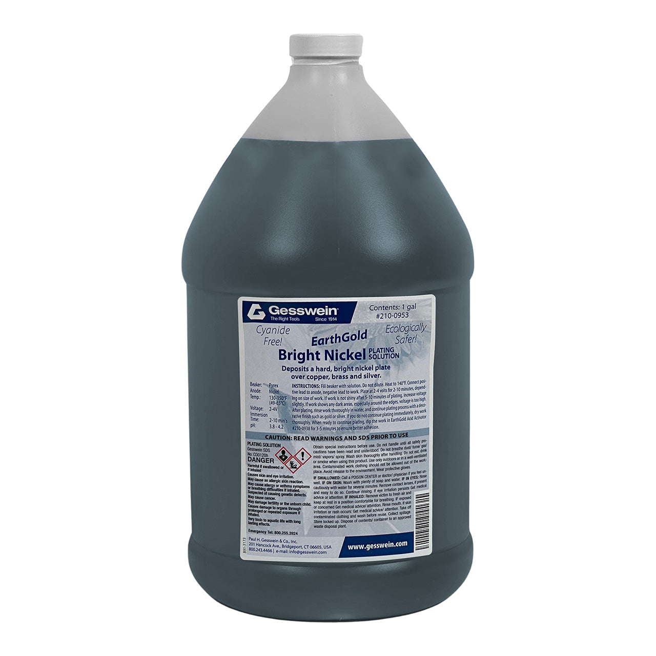 EarthGold Plating Solution Bright Nickel Plating 1 Gallon