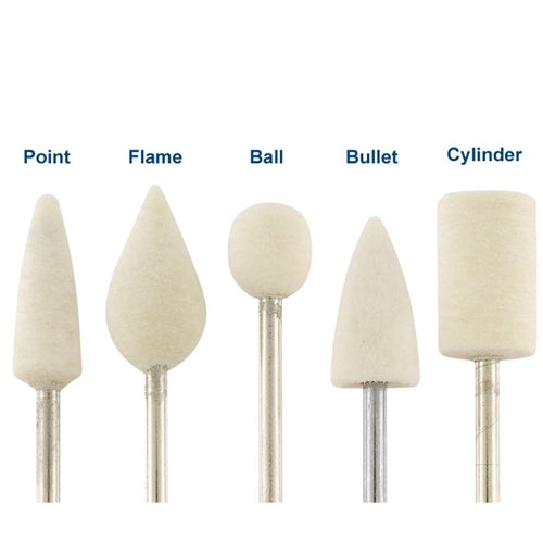 Mounted Felt Bobs - 3/32" Shank, Flame, Hard (Pkg of 12)