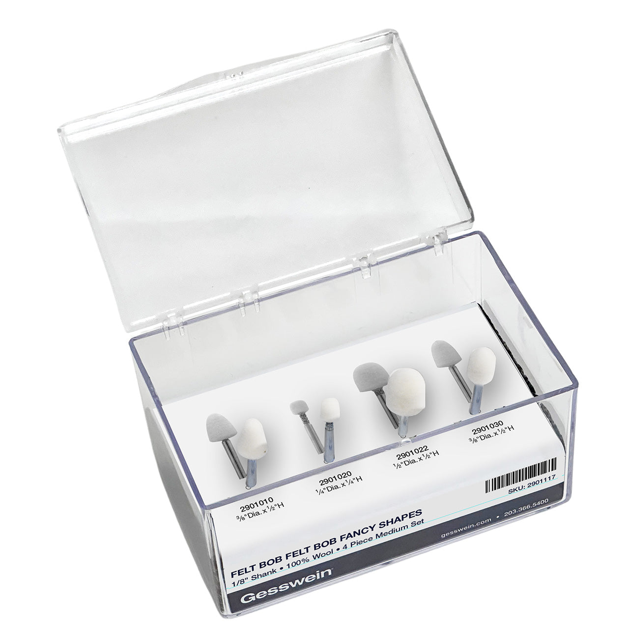 Felt Bob Set - Fancy Shapes, 1/8" Shank, Medium (4 pc)