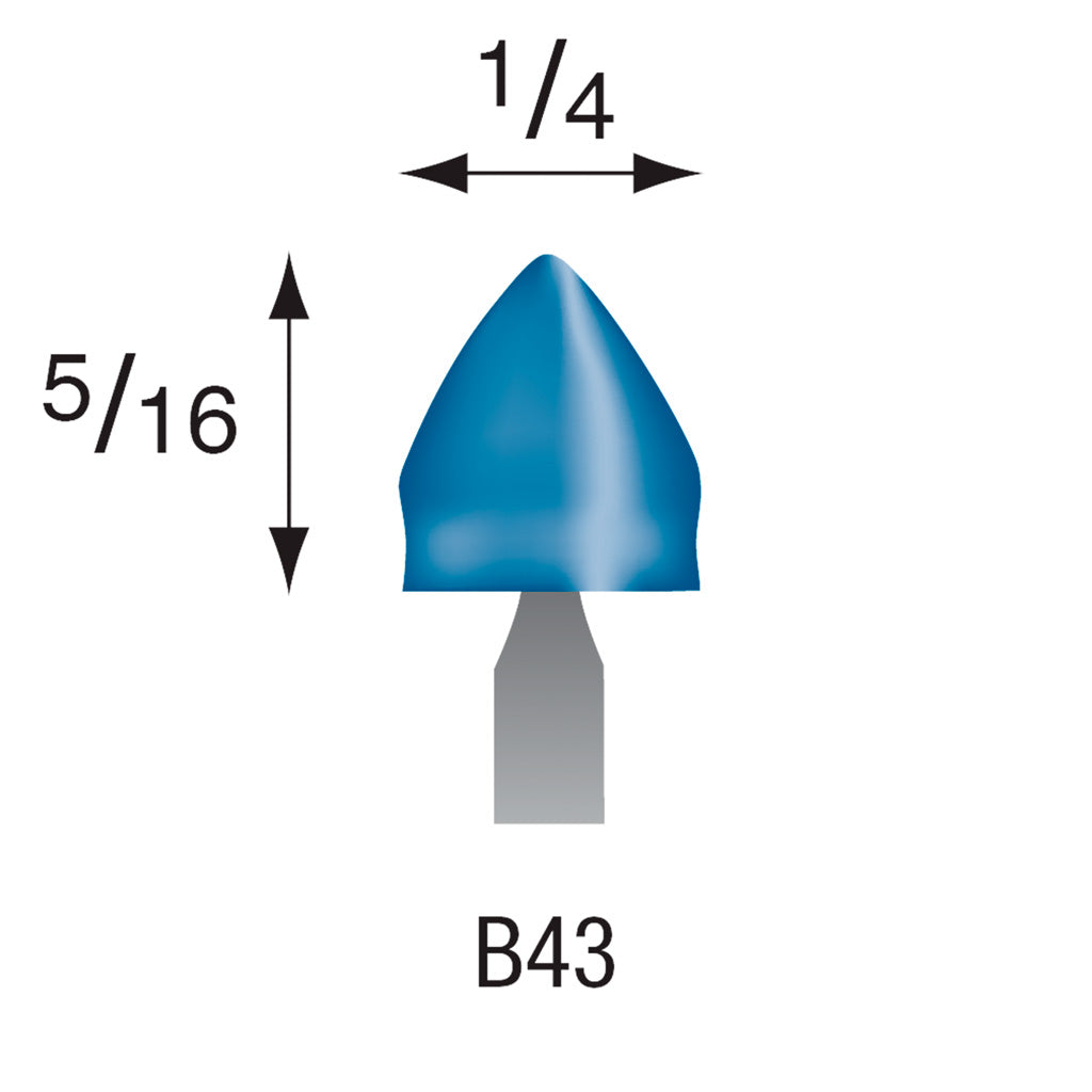 B43 Blue Mounted Points 3mm Shank (Pkg of 24)