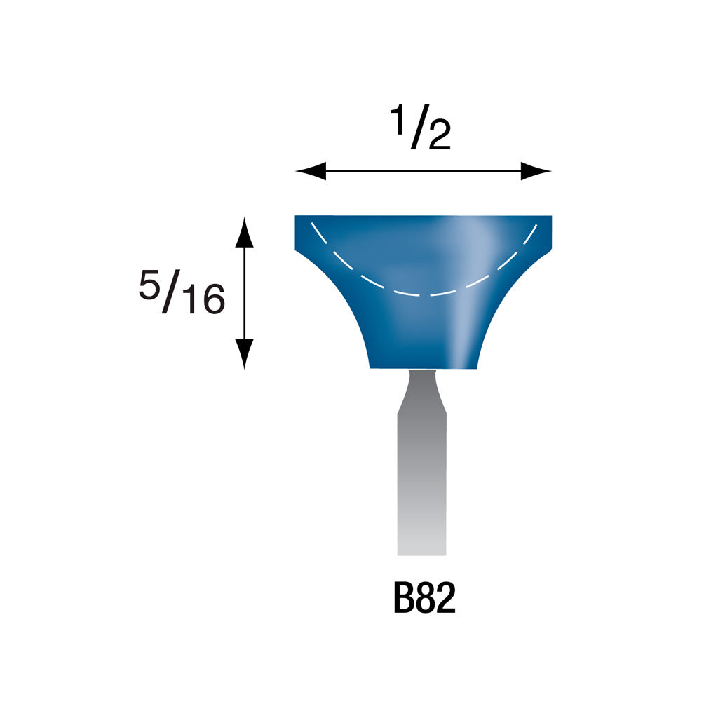 Blue Mounted Points, 1/8" Shank - B82, Box of 36