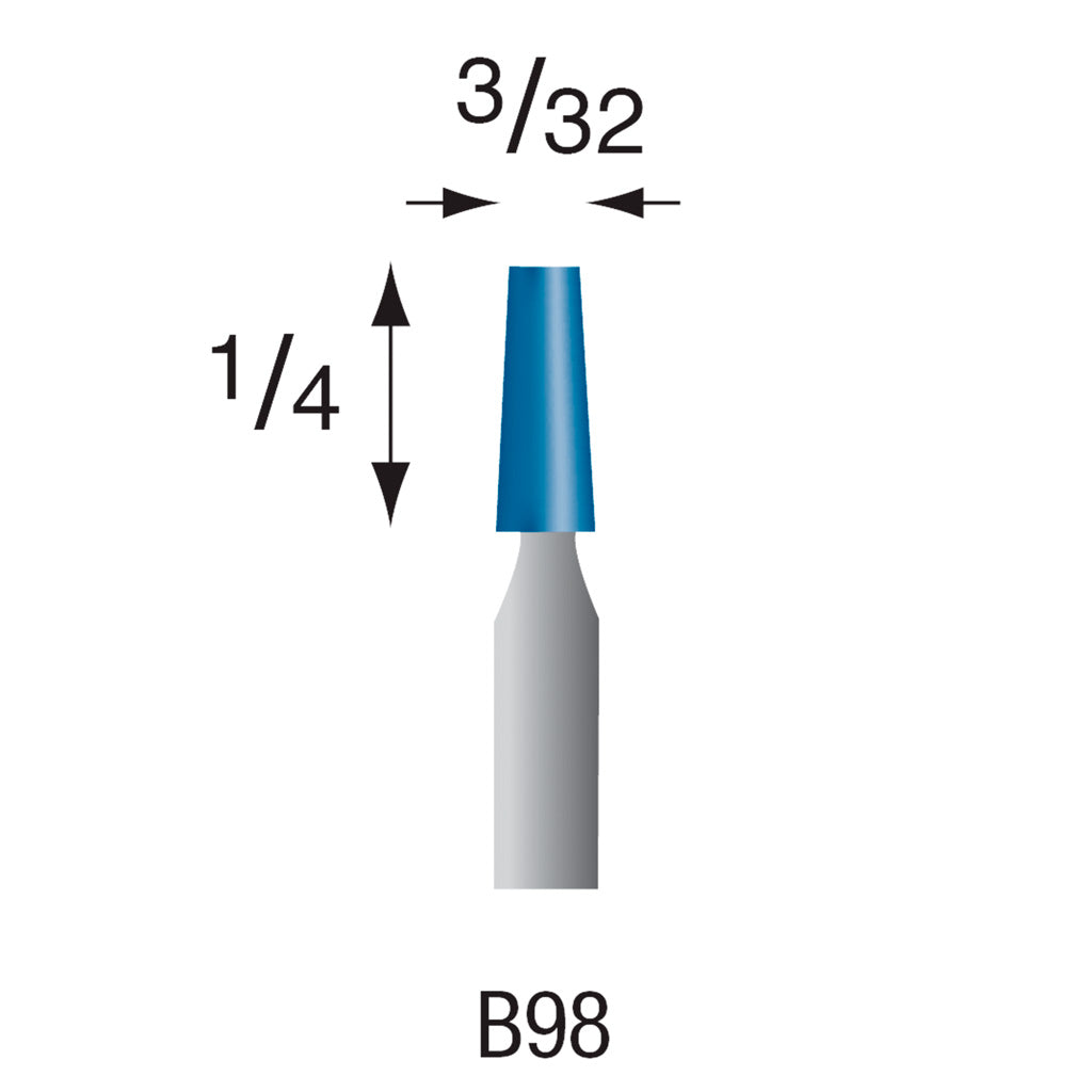 B98 Blue Mounted Points 3mm Shank (Pkg of 24)