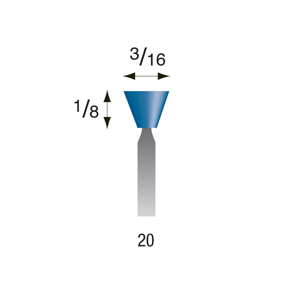#20 Blue Mounted Points 3/32" Shank (Pkg of 24)