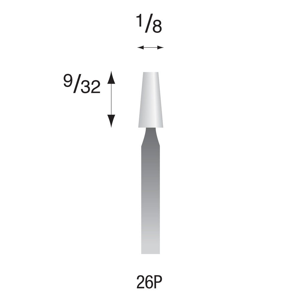 26P White Mounted Points 3/32" Shank (Pkg of 24)