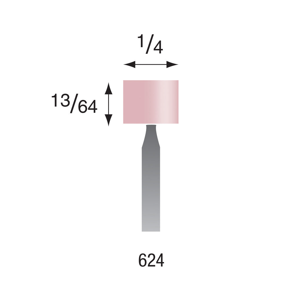 Busch® #624 Pink Polishing Points 3/32" Shank (Pkg. of 6)