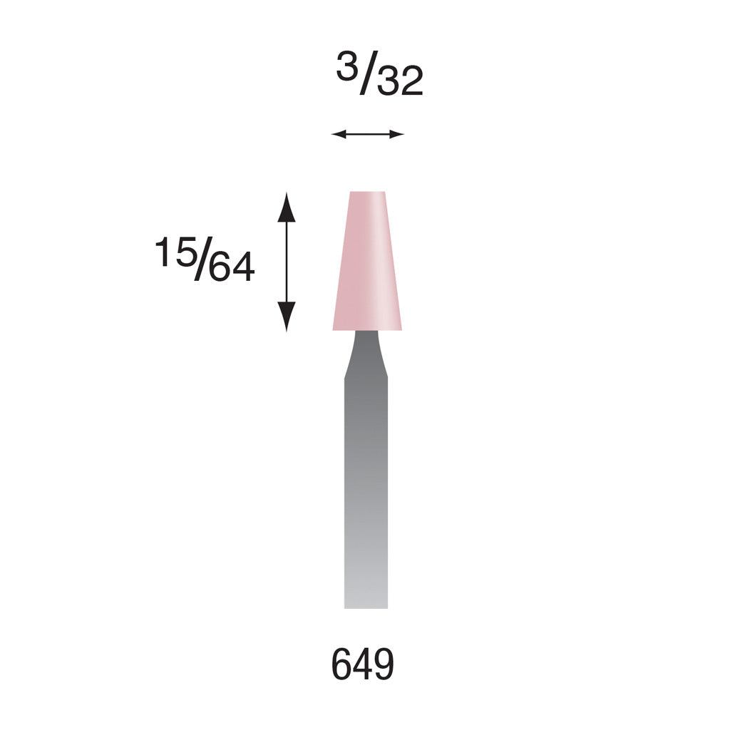 Busch® #649 Pink Polishing Points 3/32" Shank (Pkg. of 6)