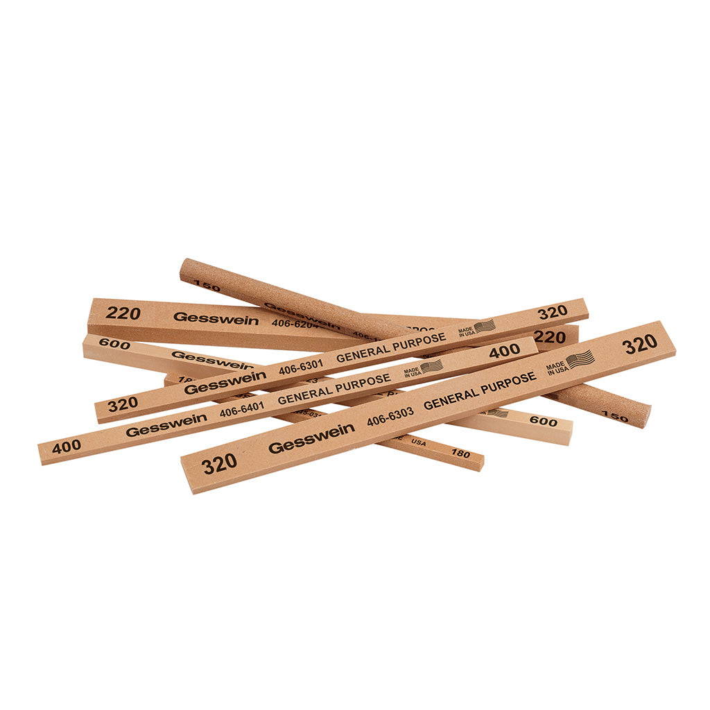 Gesswein® General Purpose Stones - 1/4" x 1/8" x 6", 220 Grit (Pkg. of 12)