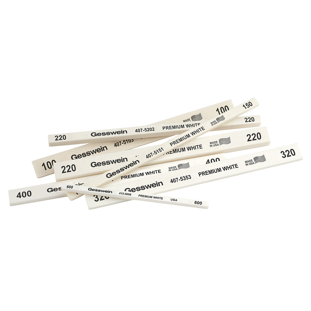 Gesswein® Premium White Stones - 1/4" x 1/16" x 4", 220 Grit (Pkg. of 12)