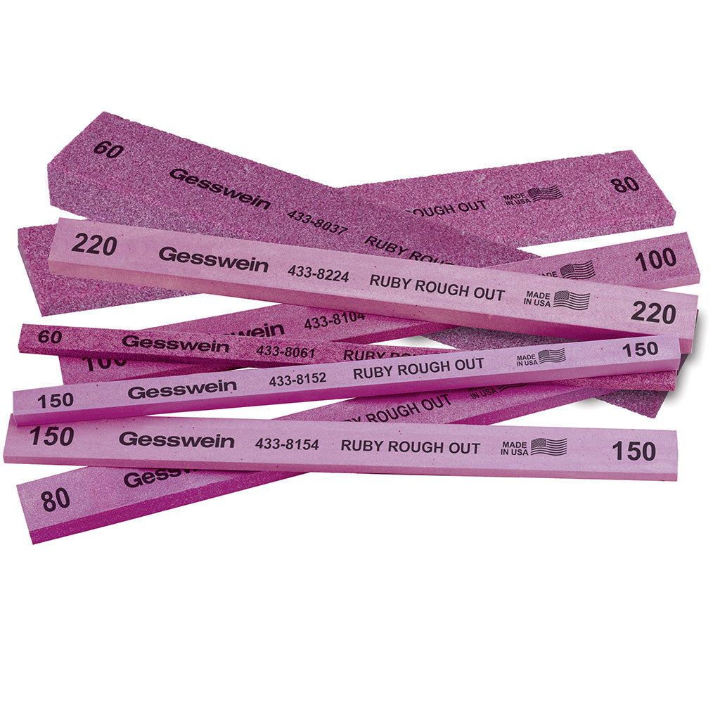 Gesswein® Ruby Rough Out Stone - 1/4" x 1/8" x 6", 60 Grit (Pkg. of 12)