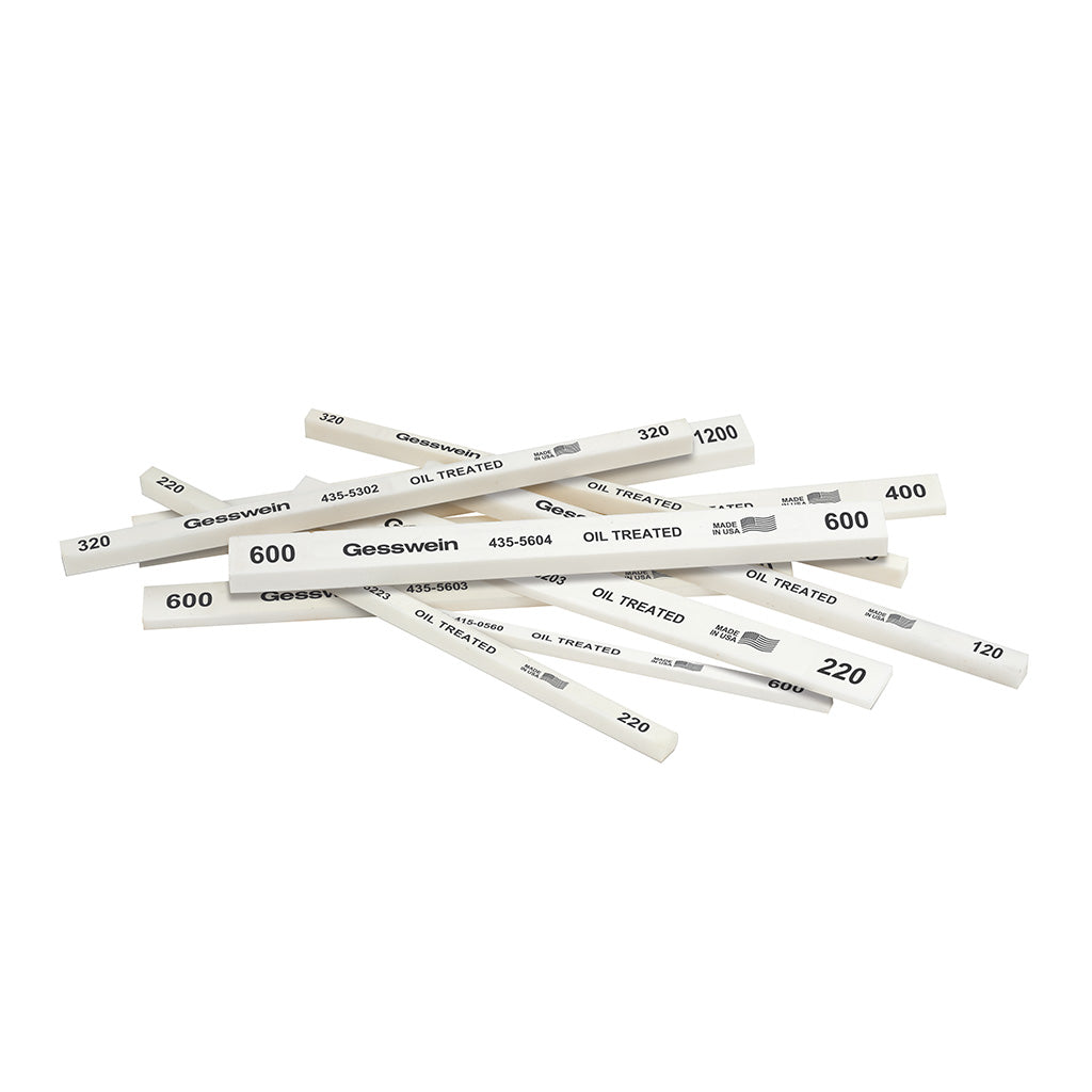 Gesswein® Oil-Treated Stones - 1/4" x 1/8" x 6", 120 Grit (Pkg. of 12)