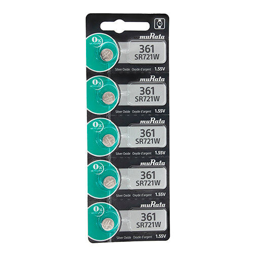 Sony® Murata Silver Oxide Watch Batteries - 361 (Pkg. of 5)