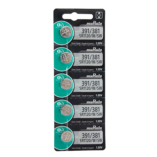 Sony® Murata Silver Oxide Watch Batteries - 381 / 391 (Pkg. of 5)