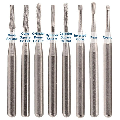 Cone Square Cross Cut Carbide Friction Grip Bur - 1/16" Shank
