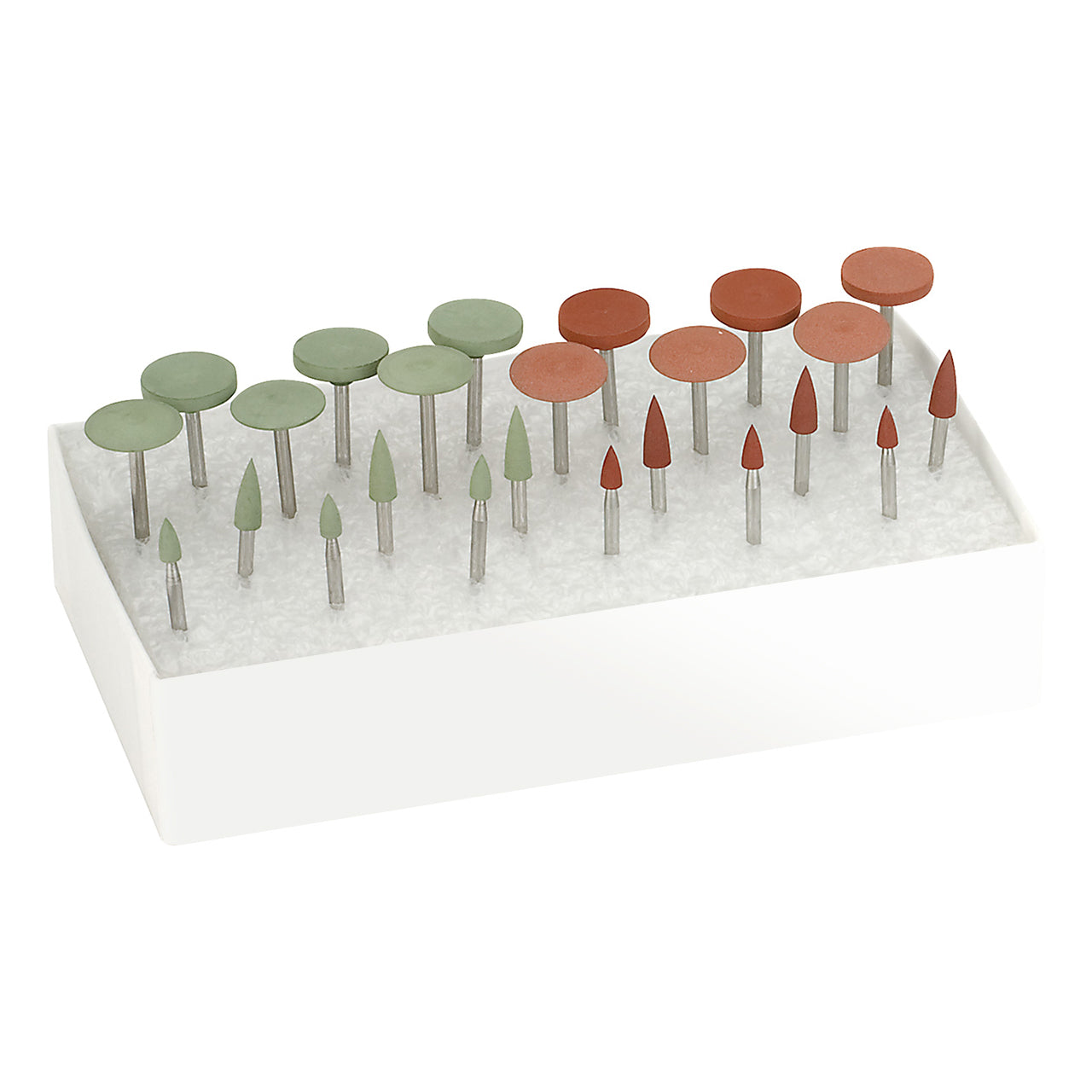 EVE® Poly Polishers EVEFLEX Reddish Brown & Green Set of Wheels & Points