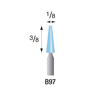 B97 Light Blue Mounted Points 3mm Shank (Pkg of 24)