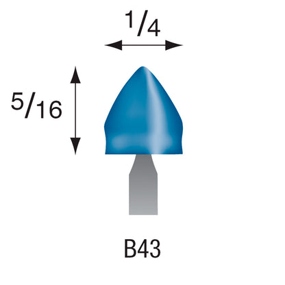 B43 Blue Mounted Points 3mm Shank (Pkg of 24)