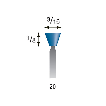 Blue Mounted Points, 3/32" Shank - #20 (Box of 12)