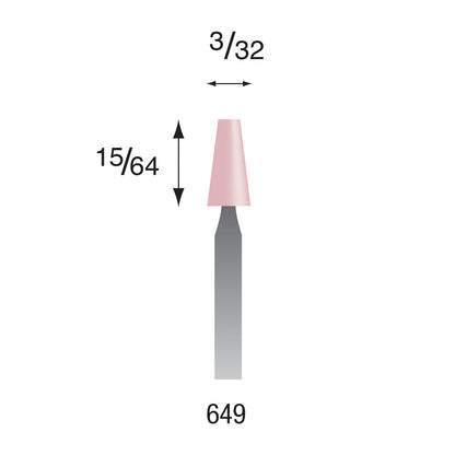 Busch® #649 Pink Polishing Points 3/32" Shank (Pkg. of 6)