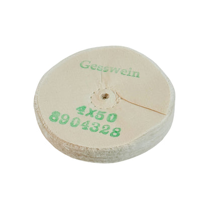 Loose White Muslin Buff - 1/4 Arbor Hole Center, 4" x 50" Ply